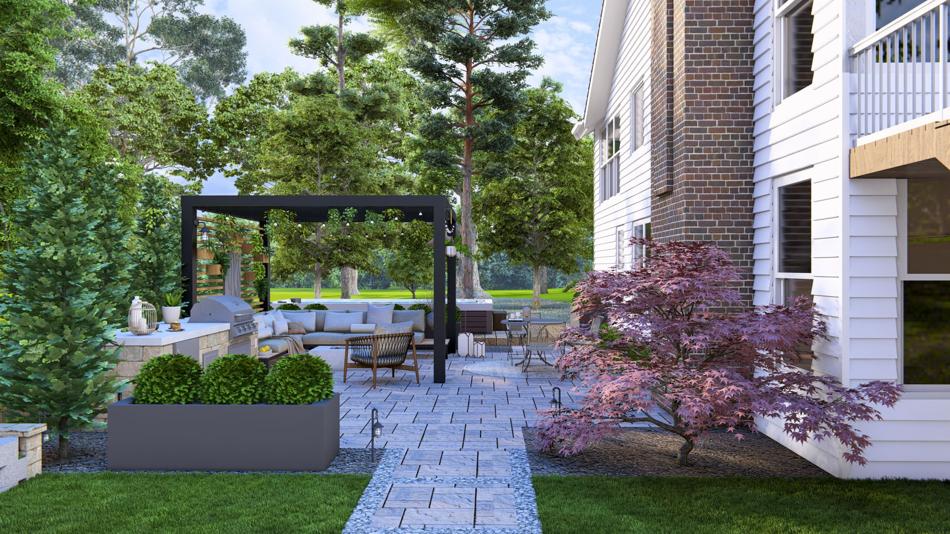 Modern Backyard Spa + Lounge Retreat